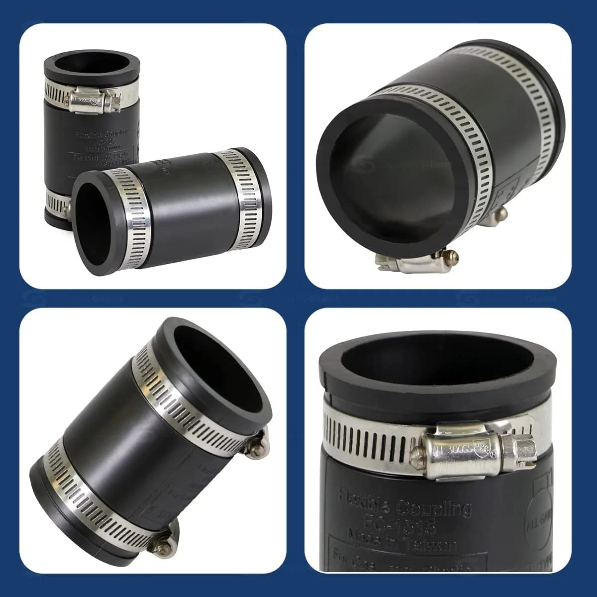 SUPPLYGIANT Flexible PVC Coupling with Stainless Steel Clamps, 1.9" (4.8cm) Inner Diameter for 1-1/2" Nominal Pipe, Black | ASTM C1173 Certified - view 4