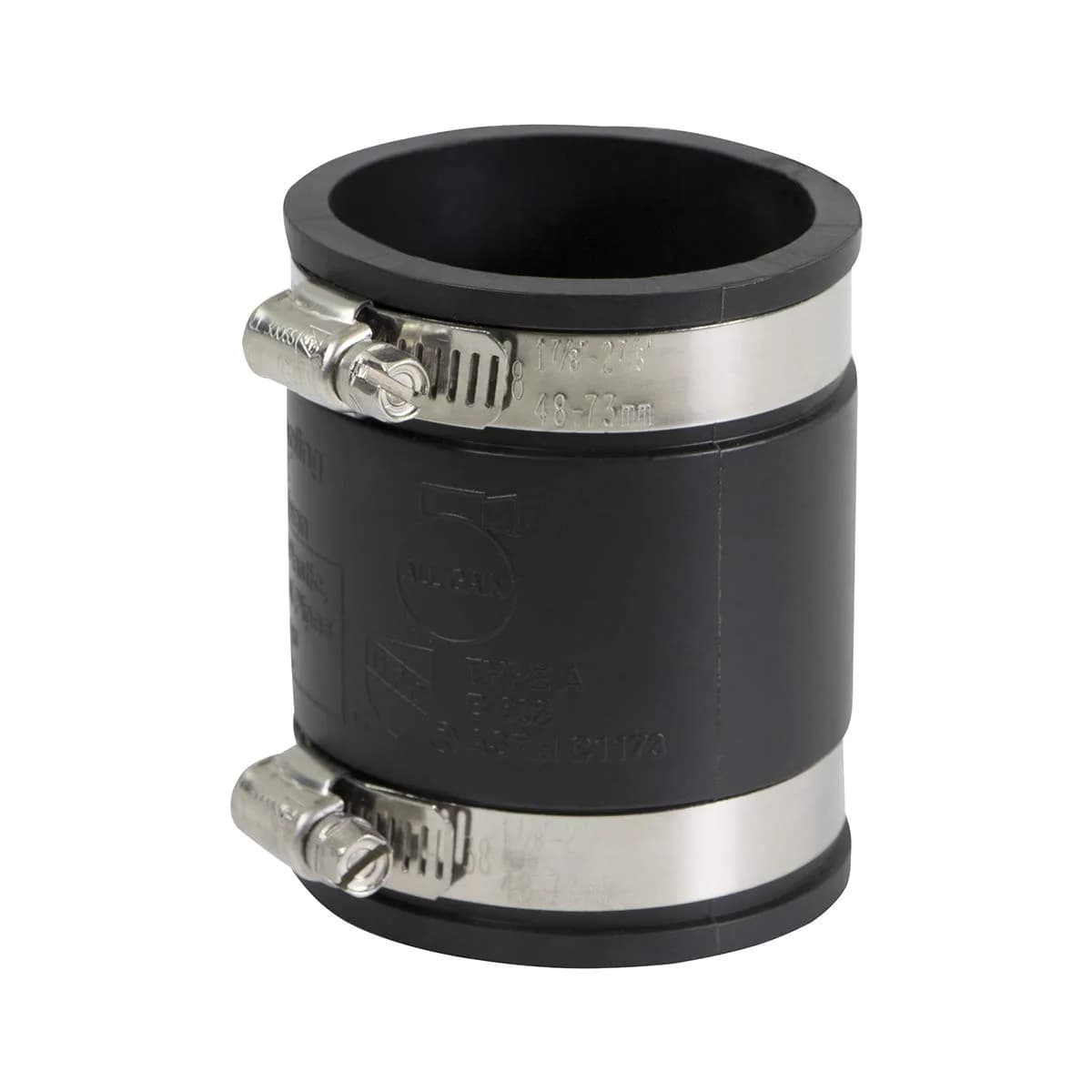 SUPPLYGIANT Flexible PVC Coupling with Stainless Steel Clamps 6.1 cm (2 Inch) | ASTM C1173 Certified — 2 Inch