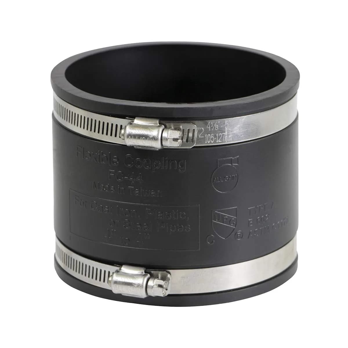 SUPPLYGIANT Flexible PVC Coupling With Stainless Steel Clamps 4 Inch (10.16 cm) | For Sewer & Plumbing Contractors - main product image
