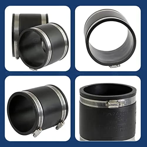 SUPPLYGIANT Flexible PVC Coupling With Stainless Steel Clamps 4 Inch (10.16 cm) | For Sewer & Plumbing Contractors thumbnail 4