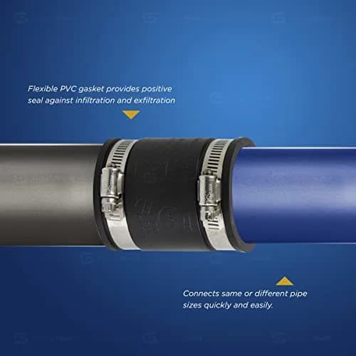SUPPLYGIANT Flexible PVC Coupling With Stainless Steel Clamps 4 Inch (10.16 cm) | For Sewer & Plumbing Contractors thumbnail 6