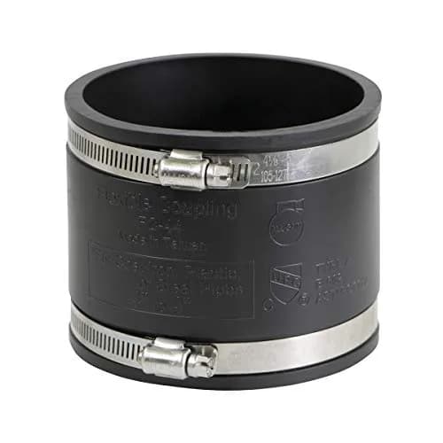SUPPLYGIANT Flexible PVC Coupling With Stainless Steel Clamps 4 Inch (10.16 cm) | For Sewer & Plumbing Contractors thumbnail 1