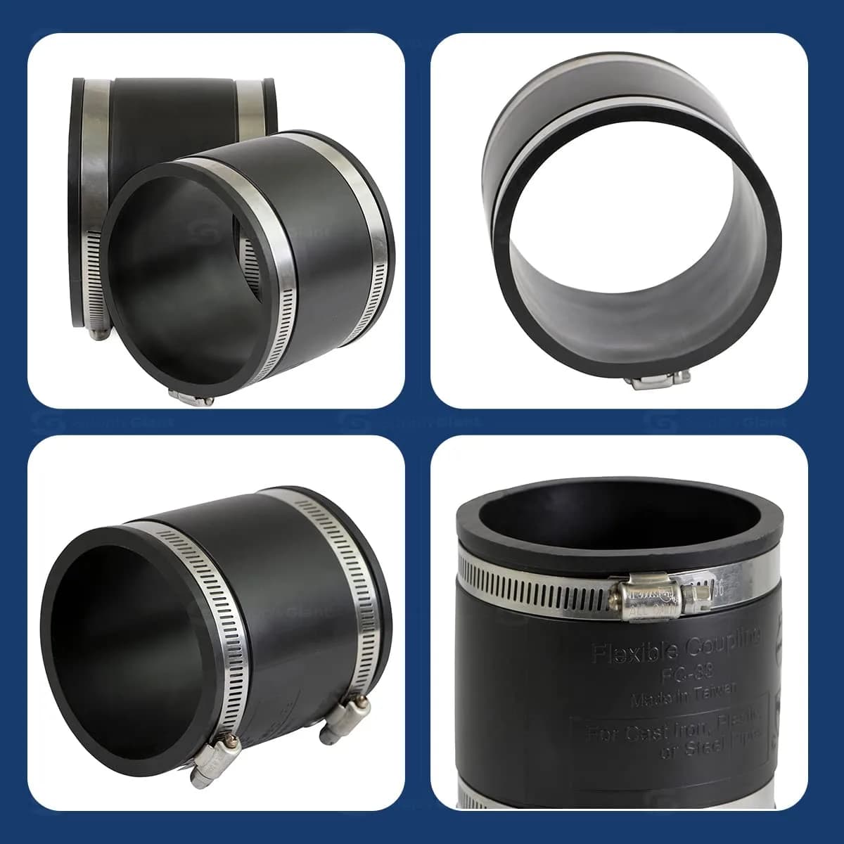 SUPPLYGIANT Flexible PVC Coupling With Stainless Steel Clamps 4 Inch (10.16 cm) | For Sewer & Plumbing Contractors - view 4