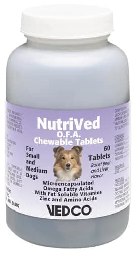 Vedco Nutrived O.F.A. Chewable Tablets for Small and Medium Dogs 60 Count | Skin & Coat Health Supplement thumbnail 1