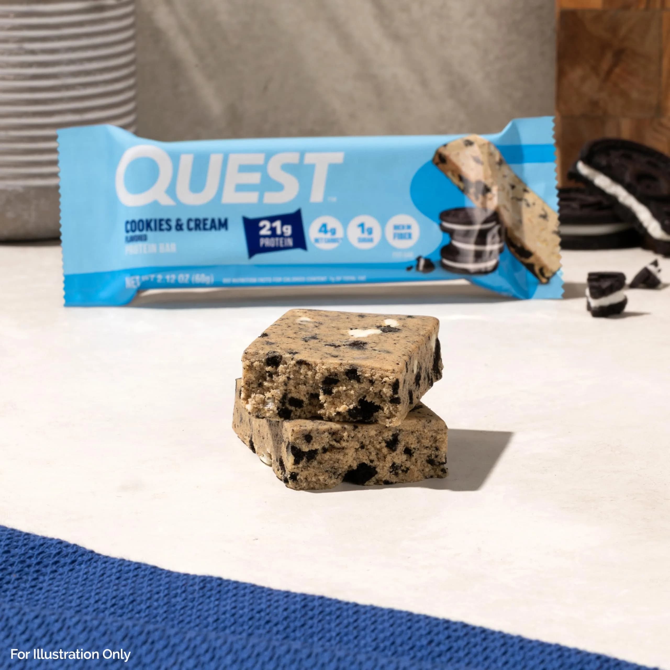 Quest Cookies & Cream Protein Bars 21g Protein 60g (12 Count) - view 5