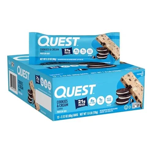 Quest Cookies & Cream Protein Bars 21g Protein 60g (12 Count) thumbnail 1
