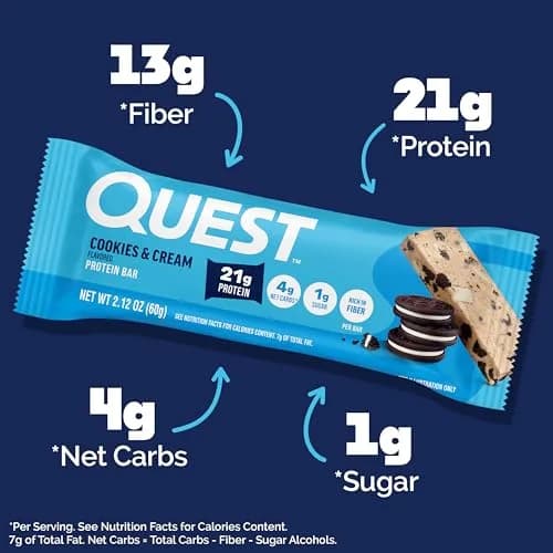 Quest Cookies & Cream Protein Bars 21g Protein 60g (12 Count) thumbnail 2