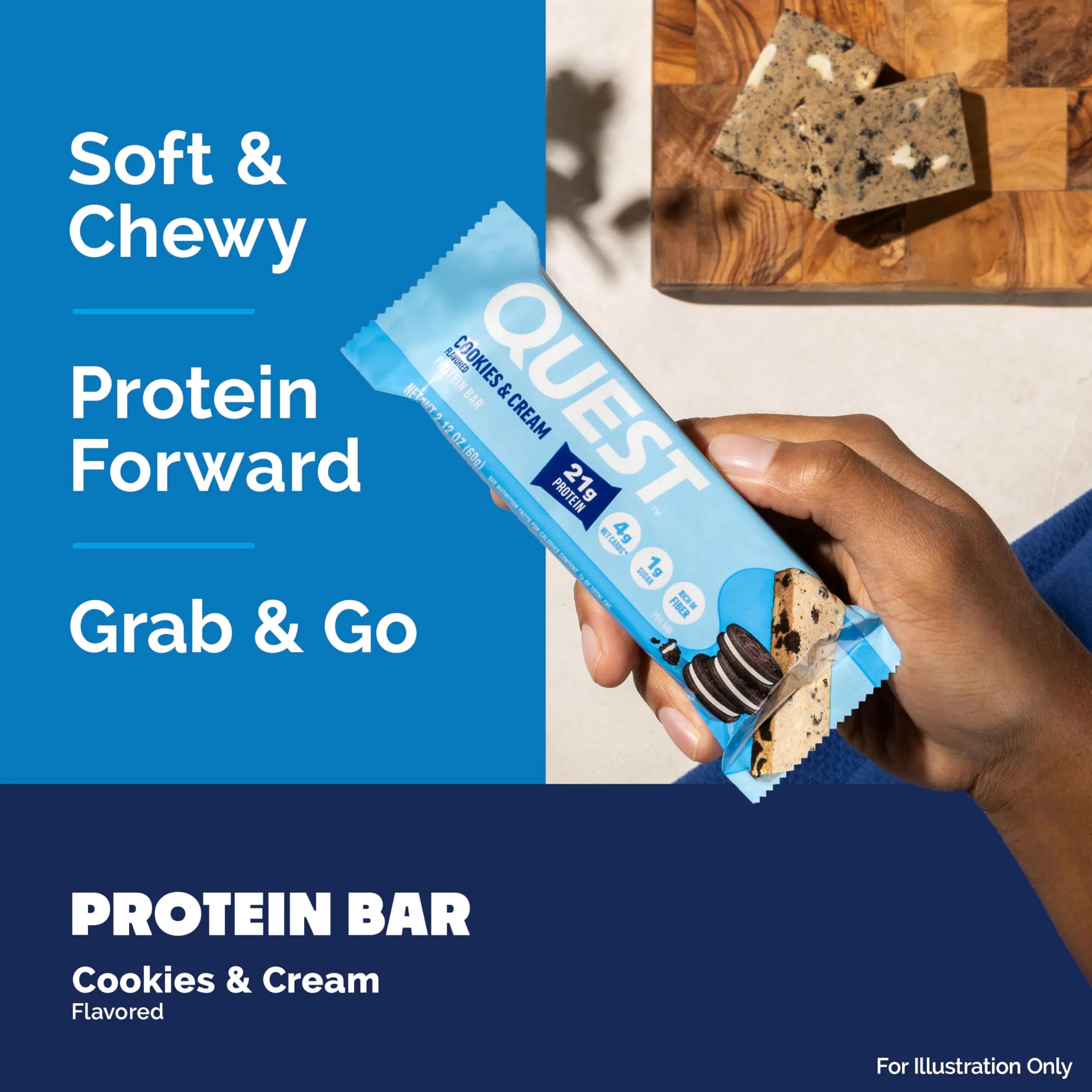Quest Cookies & Cream Protein Bars 21g Protein 60g (12 Count) - view 4