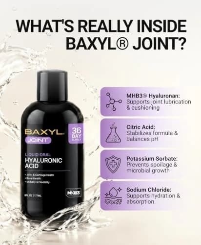 BAXYL Liquid Hyaluronic Acid Supplement for Joint & Skin, 6 Oz | Fast Absorbing, Vegan, Gluten-Free thumbnail 2