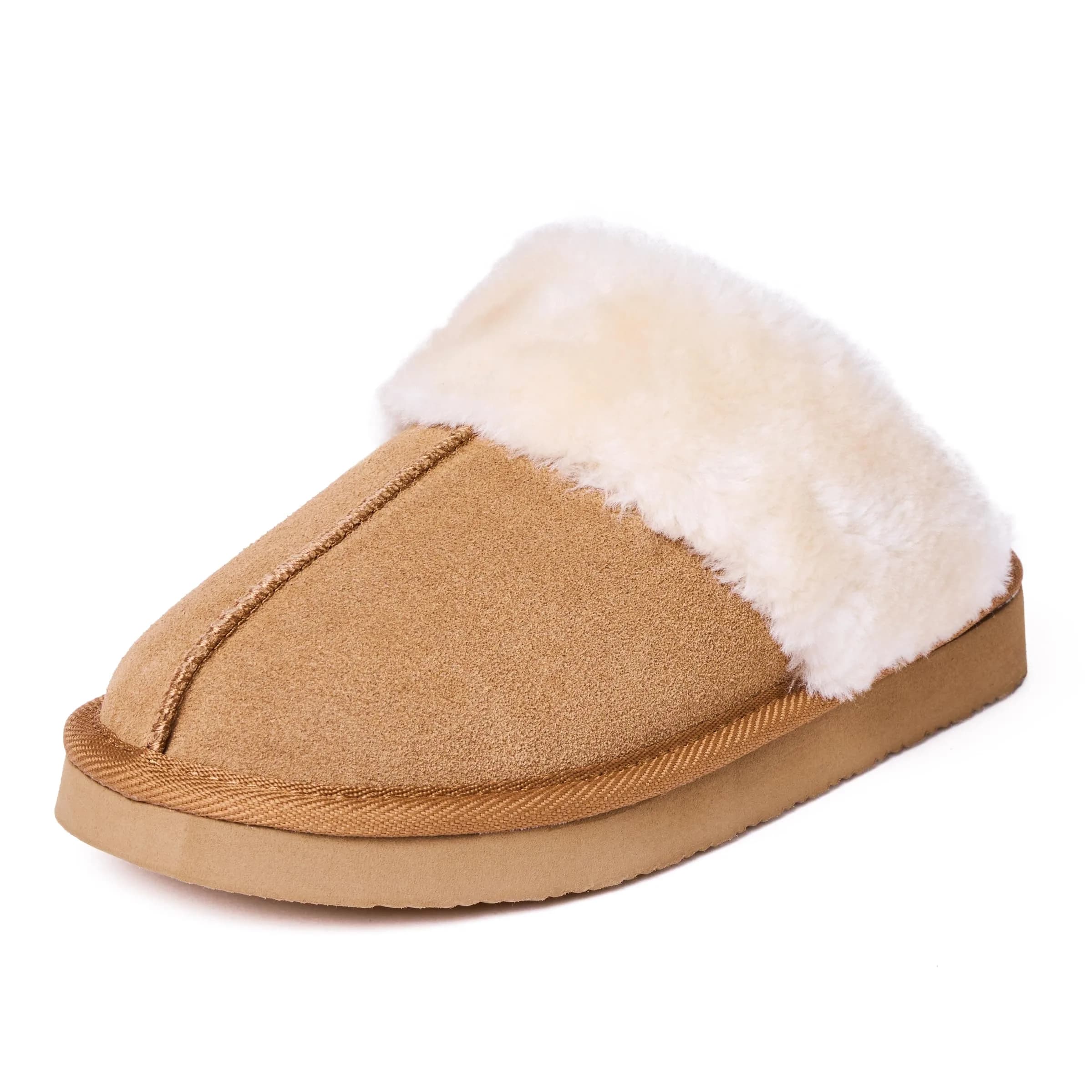Minnetonka Chesney Scuff Flat, Cinnamon, 11 M US | Comfortable Suede House Slippers