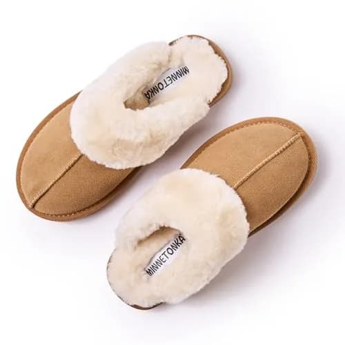 Minnetonka Chesney Scuff Flat, Cinnamon, 11 M US | Comfortable Suede House Slippers thumbnail 2