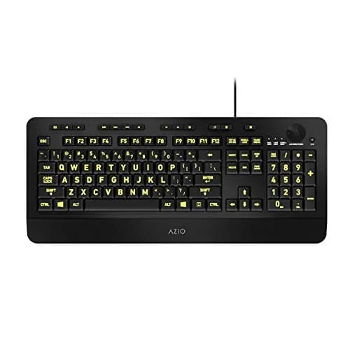 Azio Vision Backlit Computer Keyboard with Large Print Keys | 5 Color Interchangeable Backlight thumbnail 2