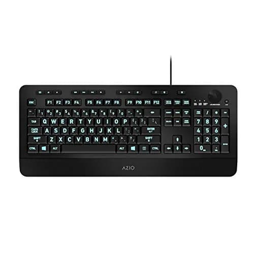 Azio Vision Backlit Computer Keyboard with Large Print Keys | 5 Color Interchangeable Backlight thumbnail 3