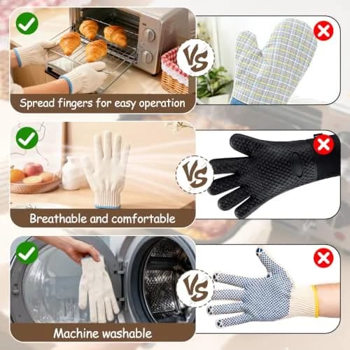 MARKETTY Heat Resistant Gloves 932°F Oven Gloves 1 Pair | Cut-Resistant Grill Gloves thumbnail 6