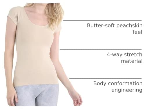 NIKIBIKI Women Seamless Cap Sleeve Scoop Neck Fitted Top | Made in USA, One Size (Stone) thumbnail 4