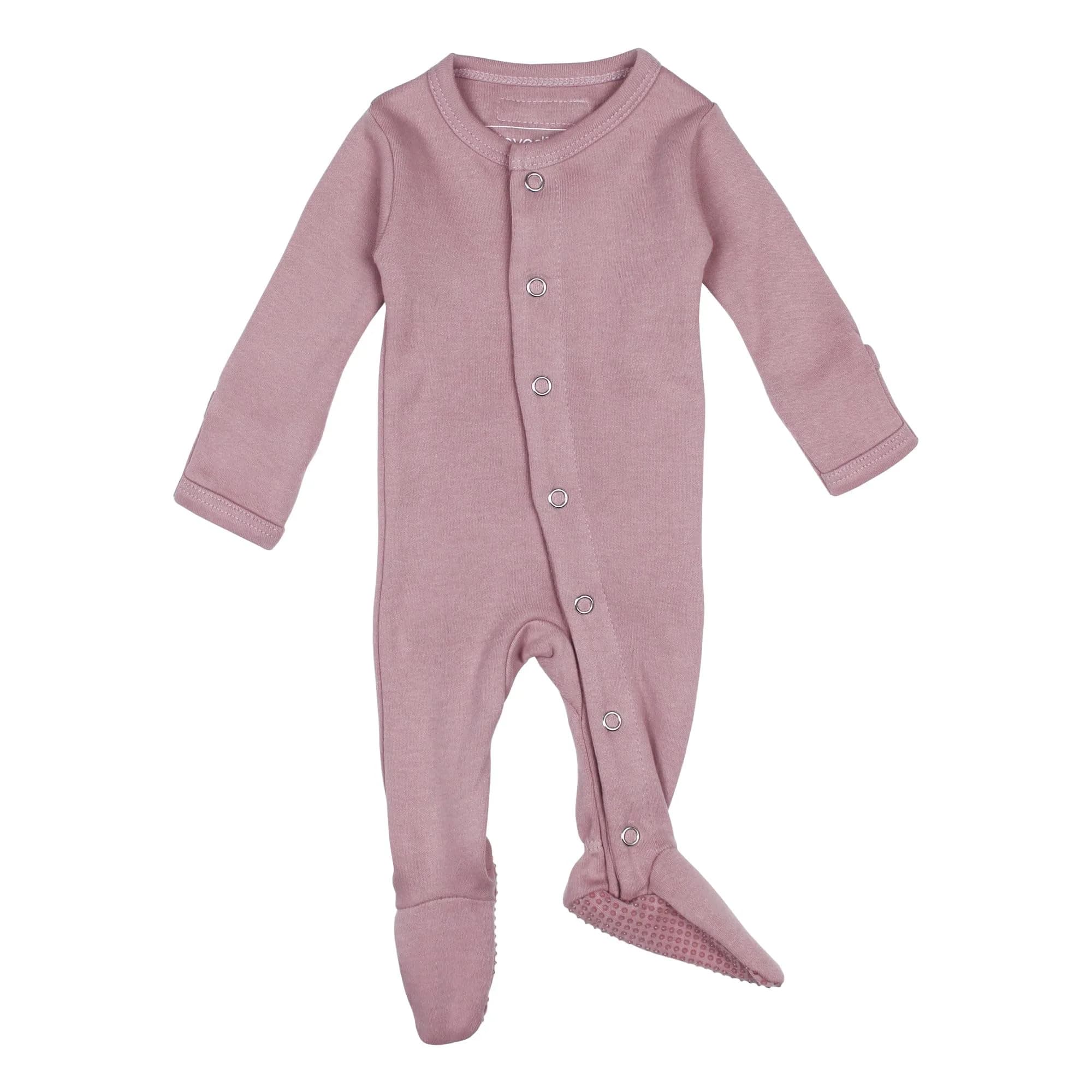 L'ovedbaby Baby Girls Organic Snap One-Piece Footies, Gray, 0-3 Months US | GOTS Certified Organic Cotton — Lavender / 0-3 Months