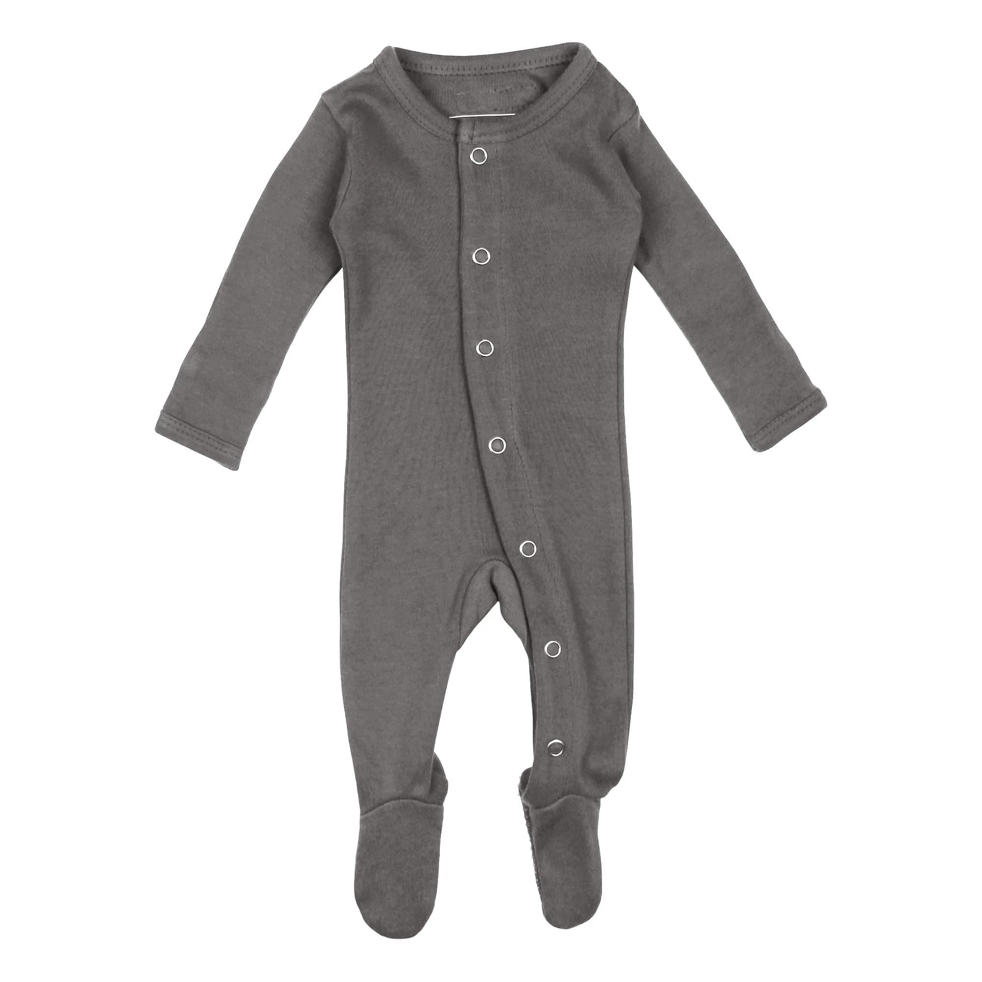L'ovedbaby Baby Girls Organic Snap One-Piece Footies, Gray, 0-3 Months US | GOTS Certified Organic Cotton — Gray / 3-6 Months