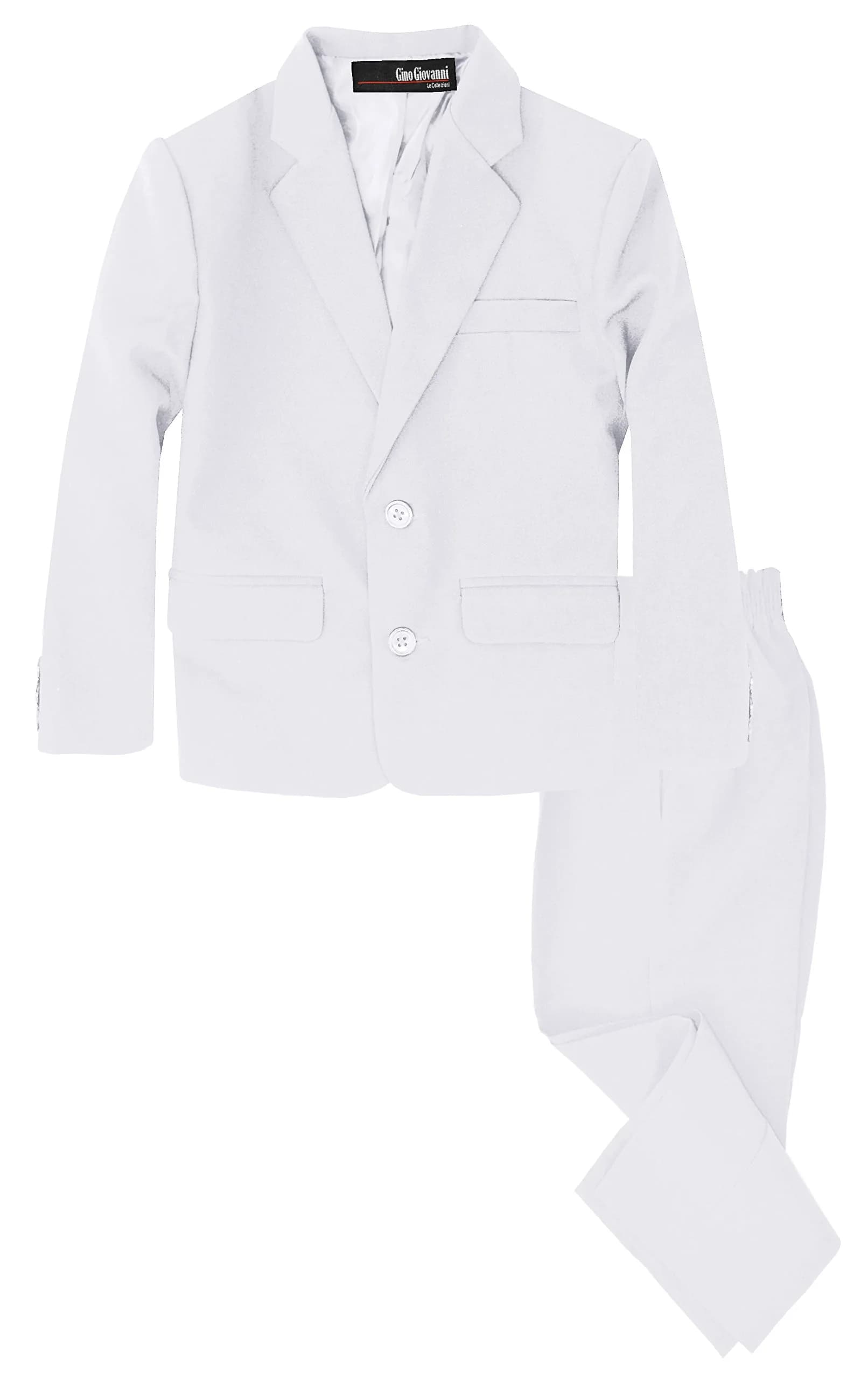 Gino Giovanni Boys 2 Piece Suit Set Toddler to Teen 10 | Classic Formal White Suit for Special Occasions