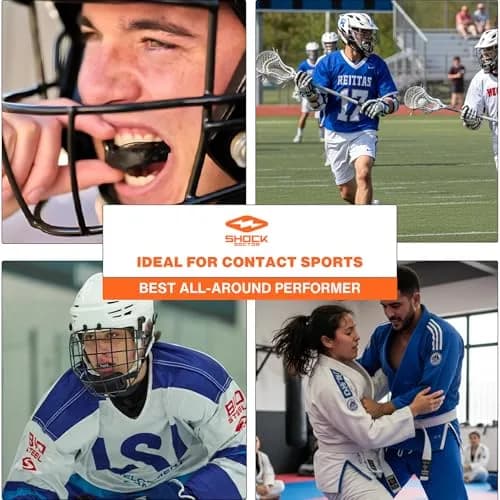 Shock Doctor Gel Max Youth Mouth Guard with Strap, Blue, Unflavored, 1 Count | Heavy Duty Protection & Custom Fit thumbnail 7