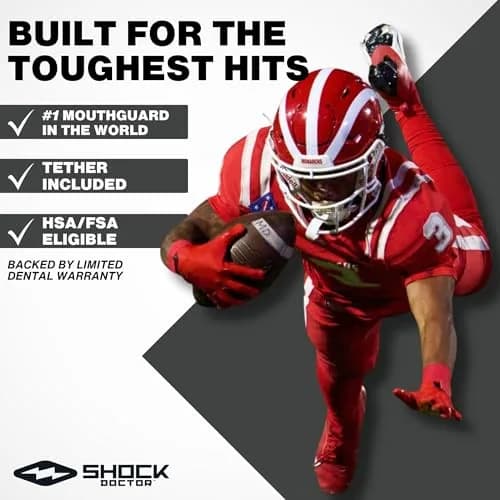 Shock Doctor Gel Max Youth Mouth Guard with Strap | Heavy Duty Protection & Custom Fit thumbnail 8
