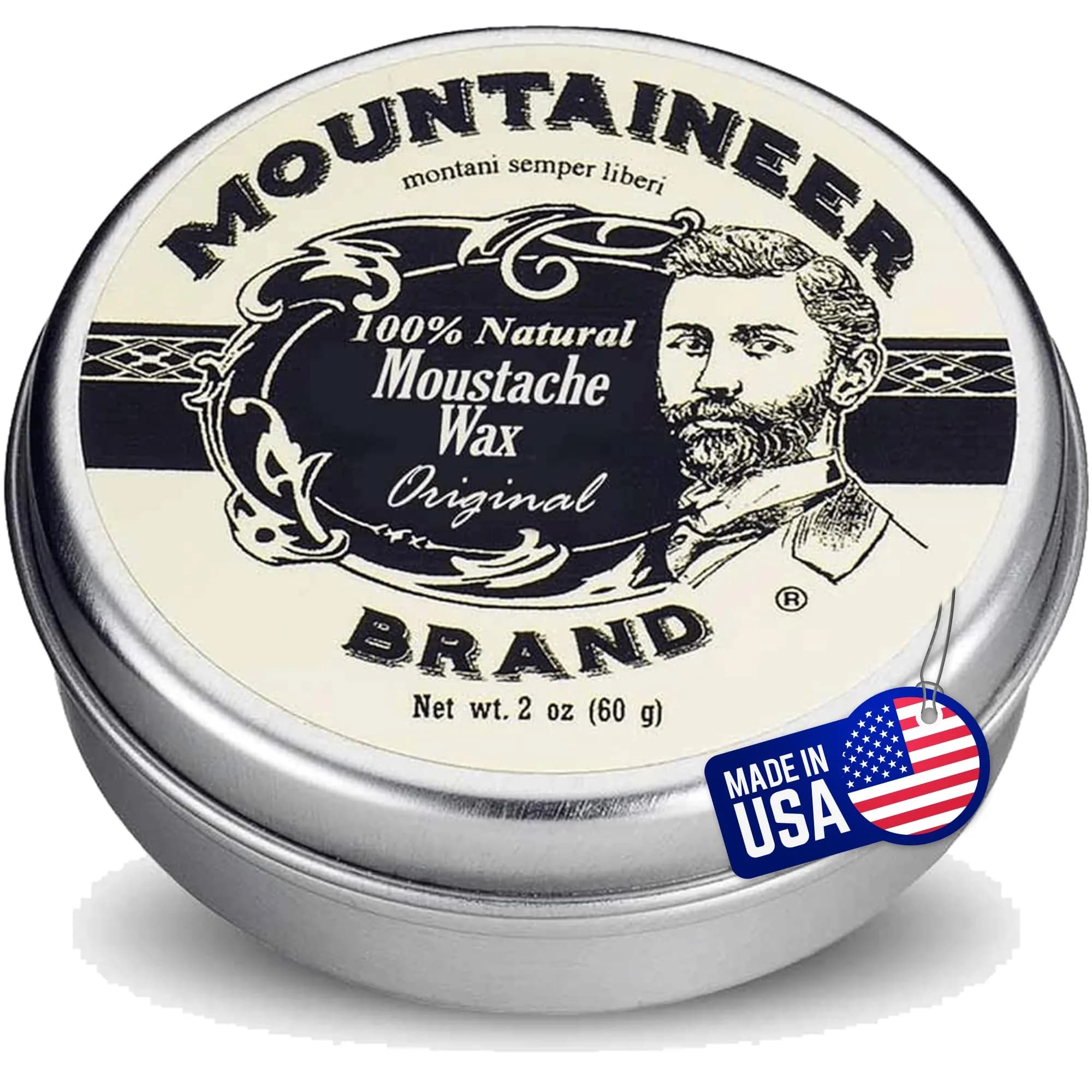 Mountaineer Brand Natural Mustache Wax Original Cedar Fir Blend 60ml (2oz) | Long-Lasting Hold for Styling — Cedar Fir