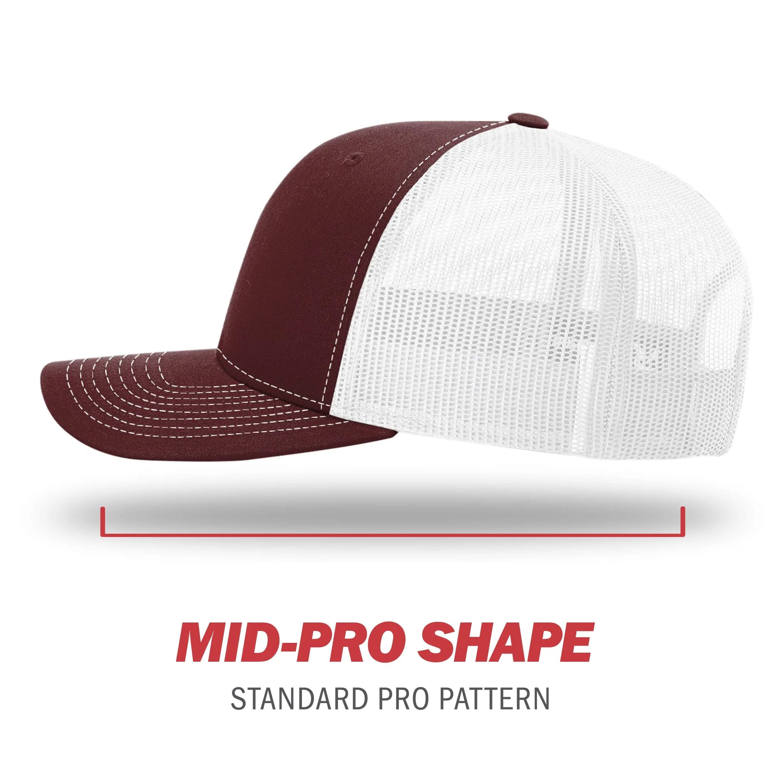 Richardson Unisex 112 Trucker Baseball Cap, Split Maroon/White, One Size - view 3