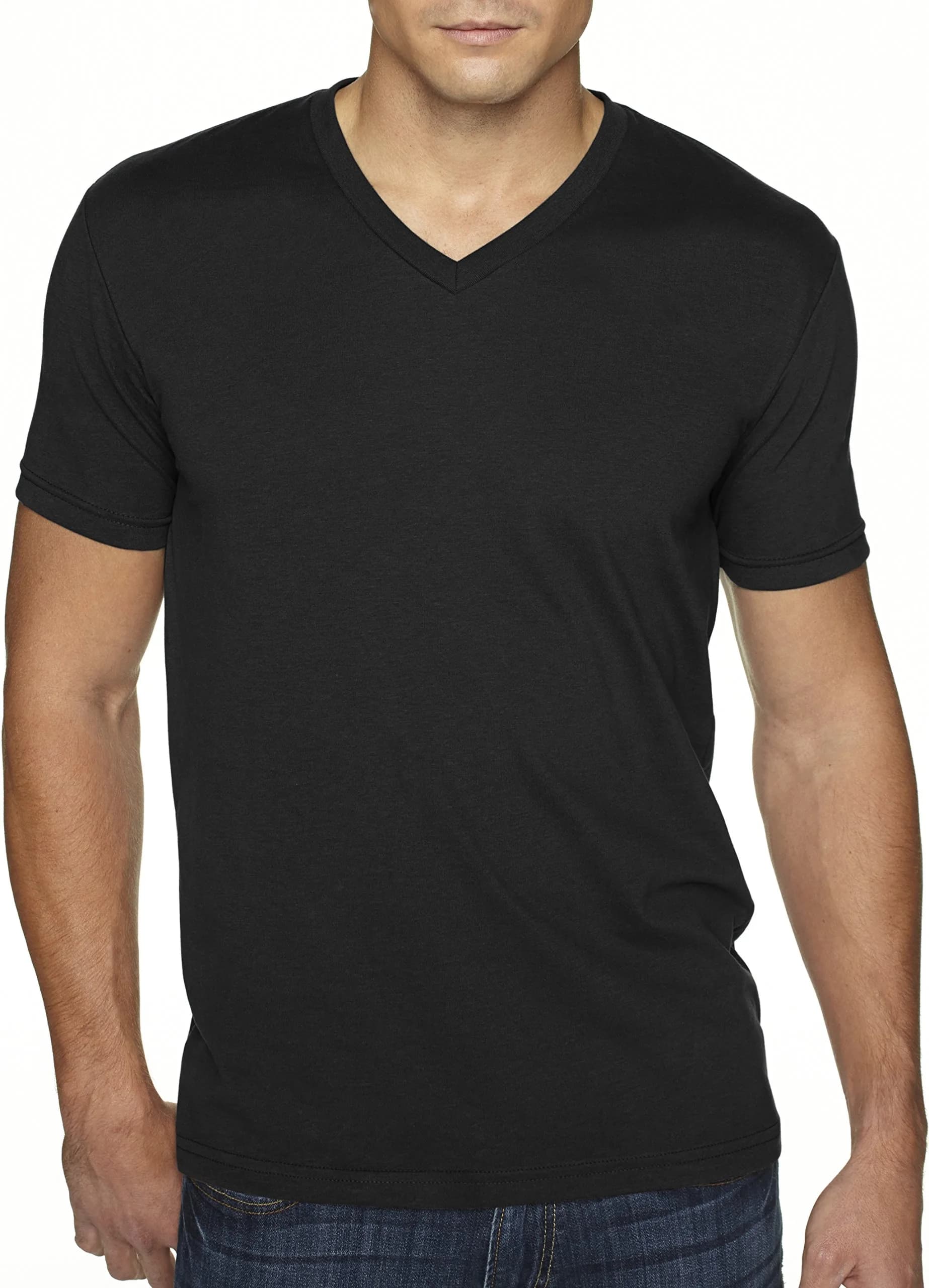The Next Level Men's Sueded V-Neck T-Shirt Black XS | Lightweight Cotton-Poly Blend for Daily Wear — X-small,black