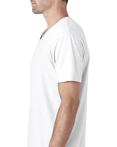 The Next Level Men's Sueded XS WHITE | Unisex Cotton-Polyester T-Shirt, Slim Fit, Short Sleeve, V-Neck, Regular Size thumbnail 3