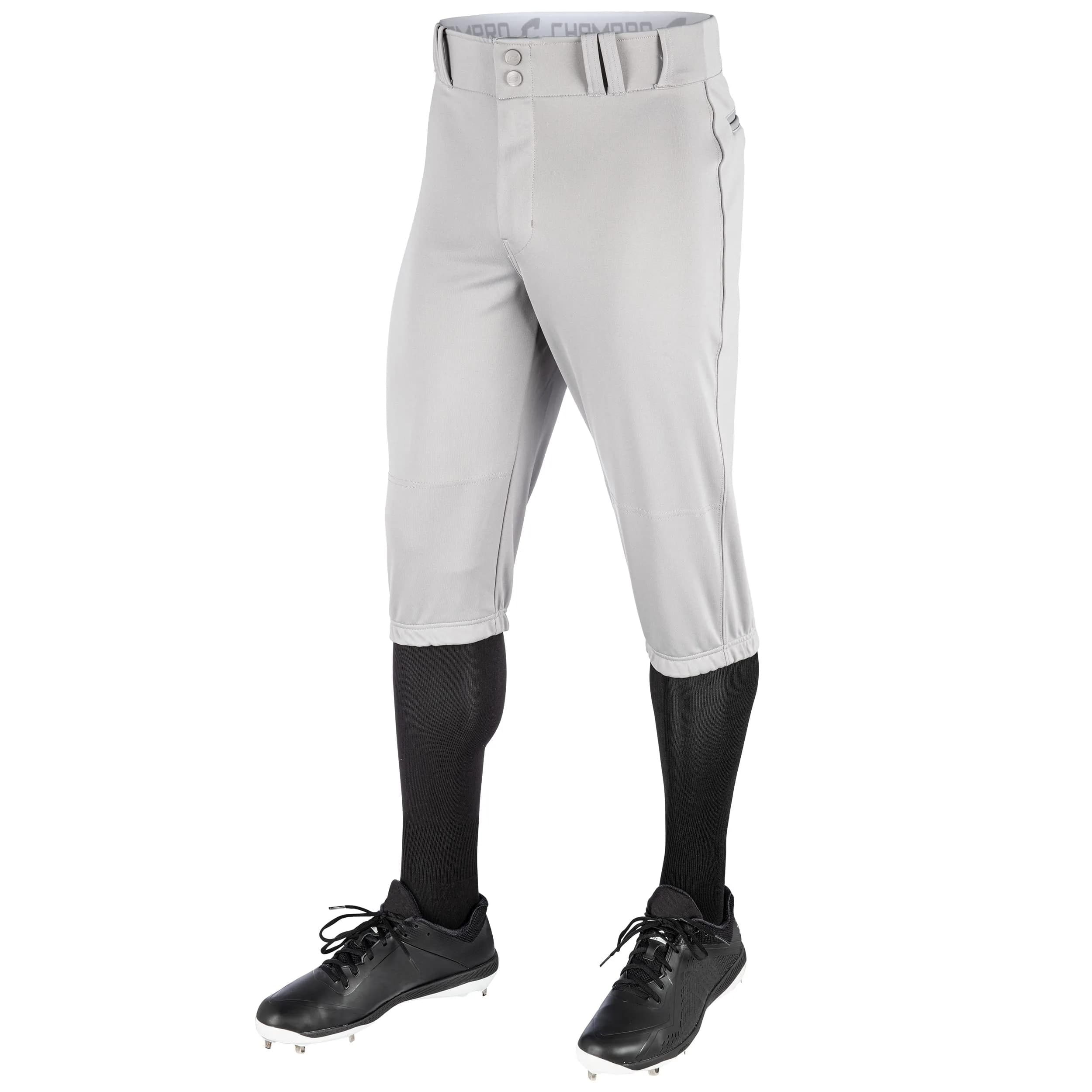 CHAMPRO Triple Crown Polyester Knicker, Graphite, Small US | Durable Baseball Pants with Reinforced Knees — Grey