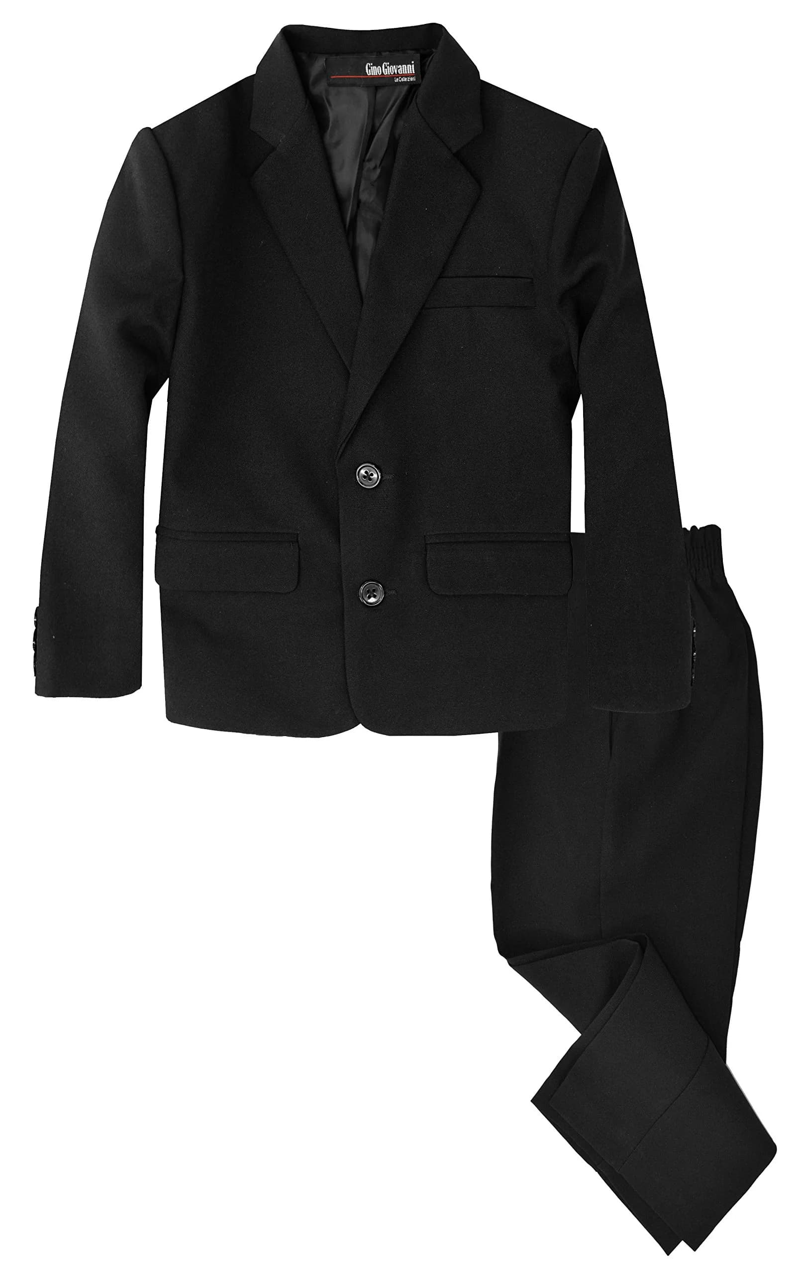 Gino Giovanni Boys 2 Piece Suit Set Toddler to Teen (Black, 18-24 Months) | Classic Formal Style with Notch Lapel