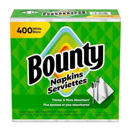 Bounty Paper Napkins White 400 Count | 2X Stronger When Wet for Mealtime Messes thumbnail 1