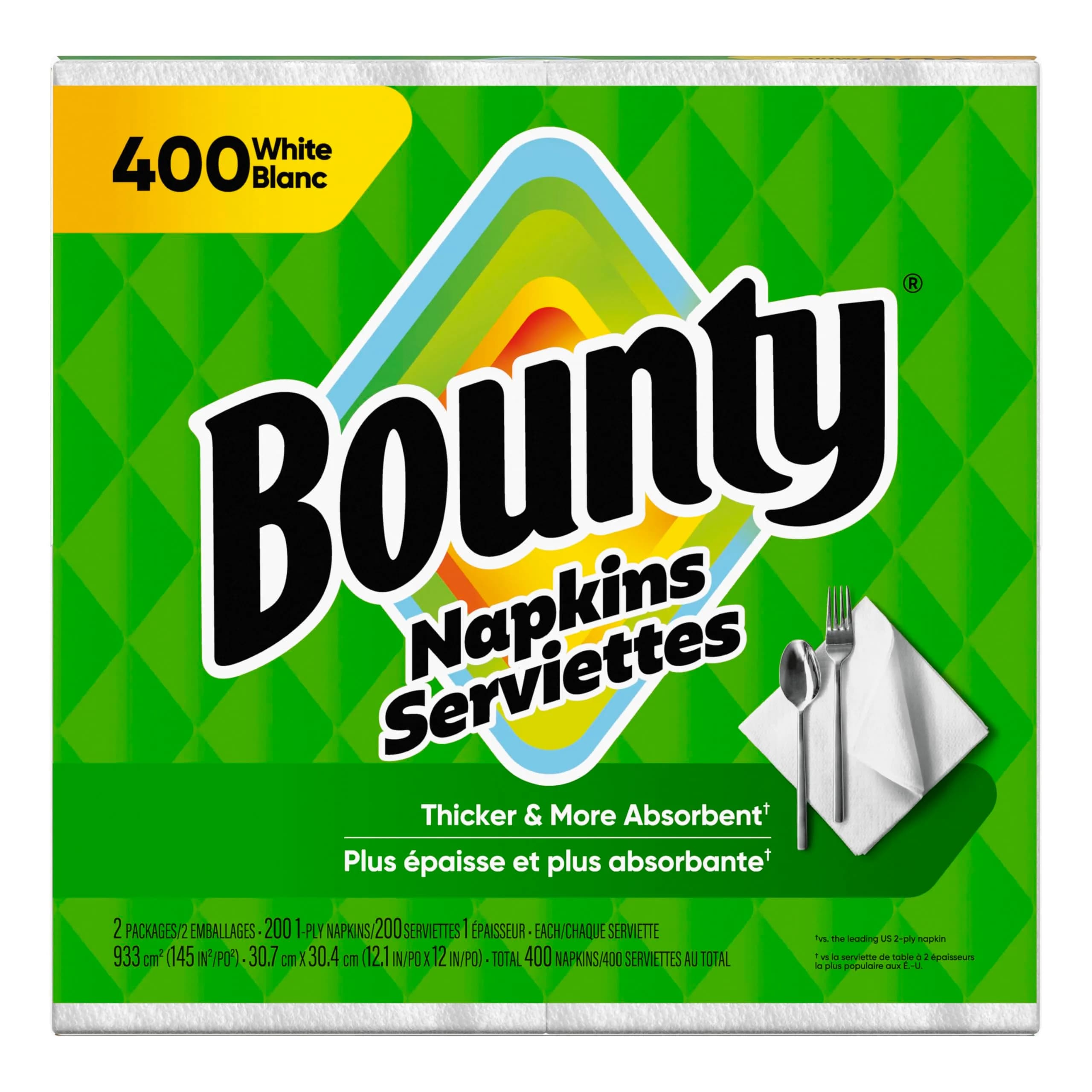Bounty Paper Napkins White 400 Count | 2X Stronger When Wet for Mealtime Messes - view 8