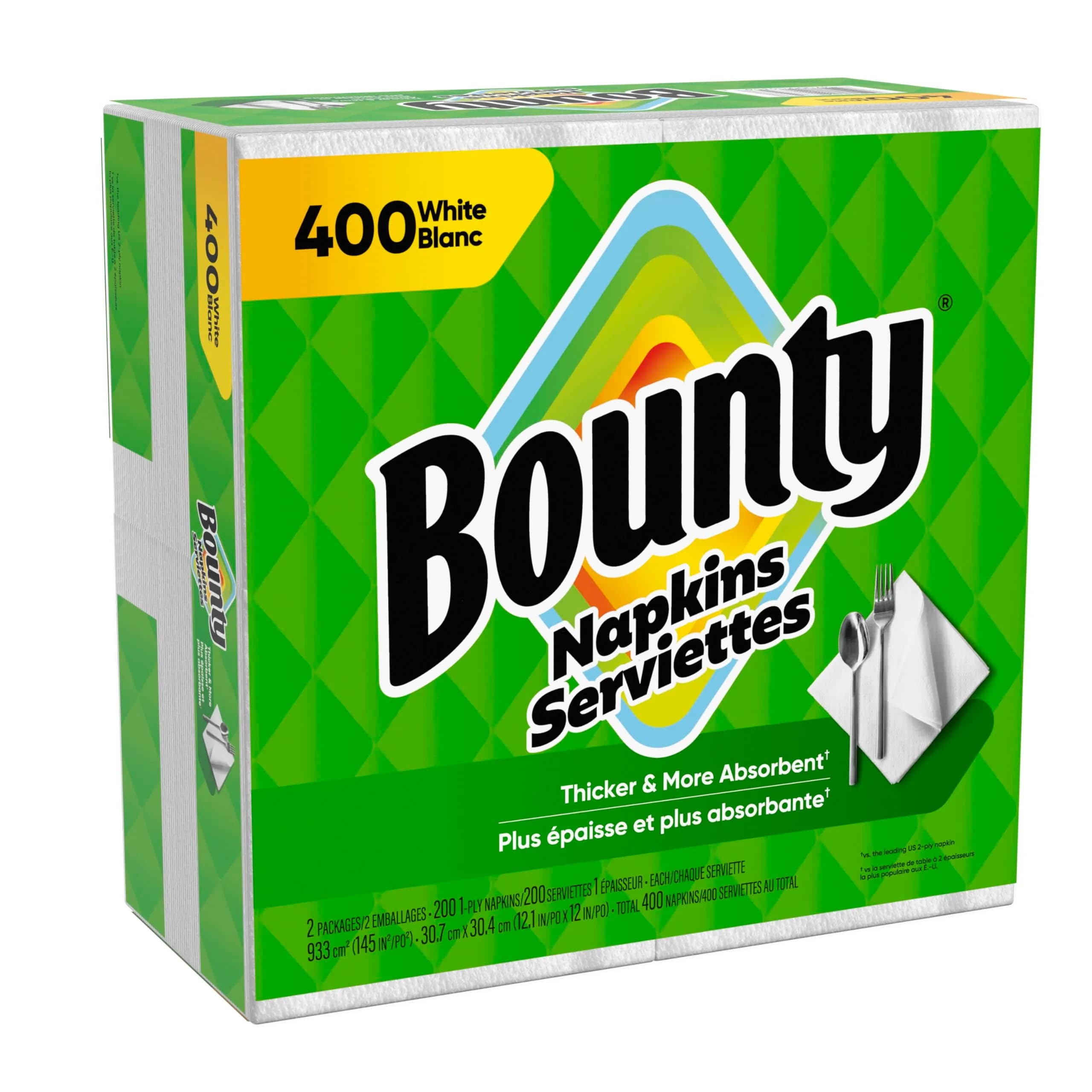 Bounty Paper Napkins White 400 Count | 2X Stronger When Wet for Mealtime Messes - view 9