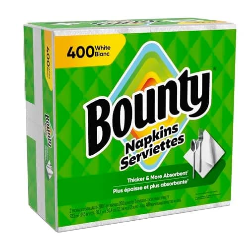 Bounty Paper Napkins White 400 Count | 2X Stronger When Wet for Mealtime Messes thumbnail 9