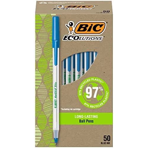 BIC Ecolutions Round Stic Ballpoint Pens, Medium Point (1.0mm), 50-Count Pack, Blue Ink Pens | Smooth Writing thumbnail 1