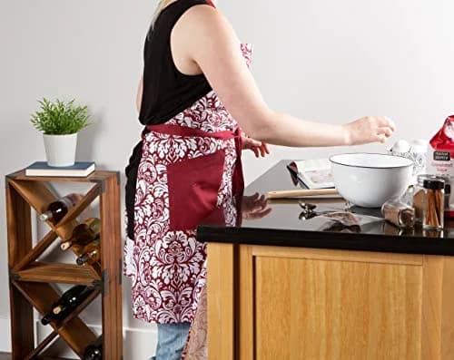 DII Chef Style Cotton Apron | Adjustable Straps & Large Pocket, Wine thumbnail 5