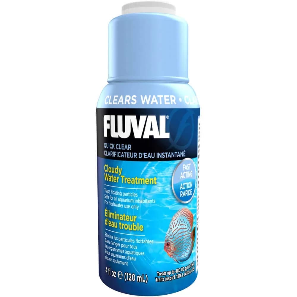 Fluval Quick Clear Aquarium Water Treatment 120ml (4 fl oz) | Traps Floating Particles - main product image