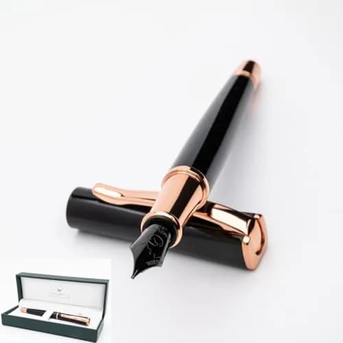 Monteverde Impressa Fountain Pen Black with 18 Karat Rose Gold Trim - Fine Point - JoWo German Nib (1 Count) thumbnail 1