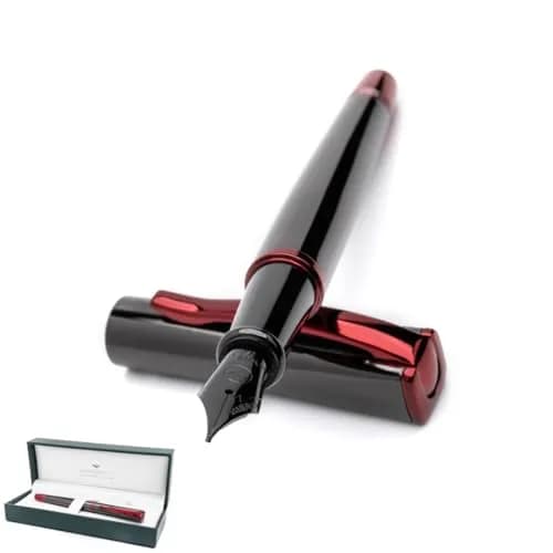 Monteverde Impressa Fountain Pen Gun Metal with Red Trim - Broad Point - JoWo German Nib - 1.3mm (0.05 inches) thumbnail 1