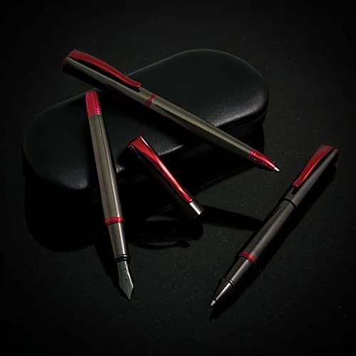 Monteverde Impressa Fountain Pen Gun Metal with Red Trim - Broad Point - JoWo German Nib - 1.3mm (0.05 inches) thumbnail 8