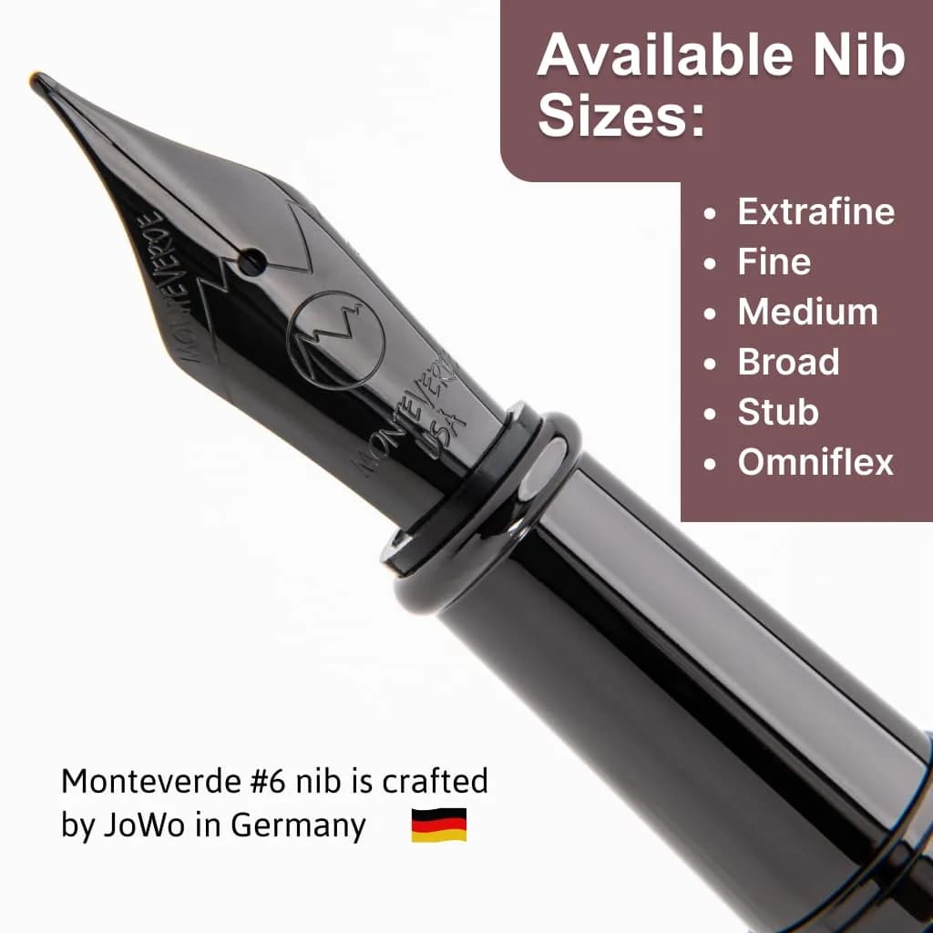 Monteverde Impressa Fountain Pen Gun Metal with Red Trim - Broad Point - JoWo German Nib - 1.3mm (0.05 inches) - view 3