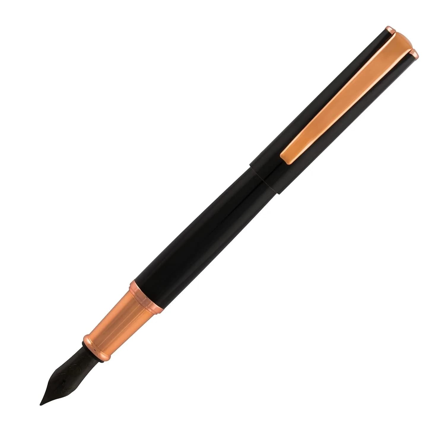 Monteverde Impressa Fountain Pen Black with 18 Karat Rose Gold Trim - Medium Point - JoWo German Nib | Smooth Ink Flow - view 2