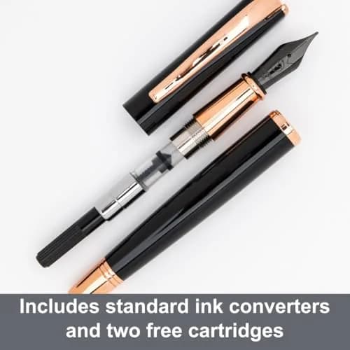 Monteverde Impressa Fountain Pen Black with 18 Karat Rose Gold Trim - Stub Point - JoWo German Nib - 0.5cm (0.2 inches) thumbnail 4