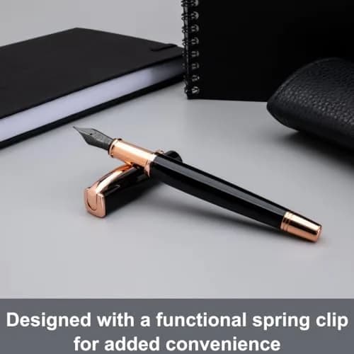 Monteverde Impressa Fountain Pen Black with 18 Karat Rose Gold Trim - Stub Point - JoWo German Nib - 0.5cm (0.2 inches) thumbnail 6