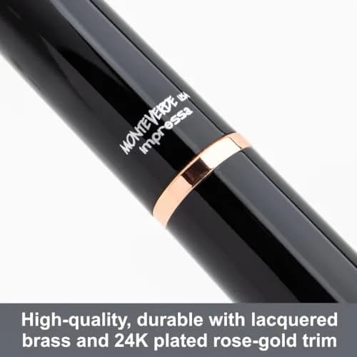 Monteverde Impressa Fountain Pen Black with 18 Karat Rose Gold Trim - Stub Point - JoWo German Nib - 0.5cm (0.2 inches) thumbnail 2