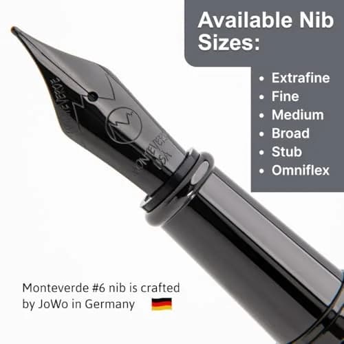 Monteverde Impressa Fountain Pen Black with 18 Karat Rose Gold Trim - Stub Point - JoWo German Nib - 0.5cm (0.2 inches) thumbnail 3
