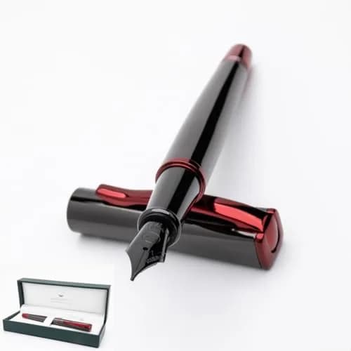 Monteverde Impressa Fountain Pen Gun Metal with Red Trim - Fine Point - JoWo German Nib (5.5 inches) thumbnail 1