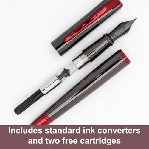 Monteverde Impressa Fountain Pen Gun Metal with Red Trim - Fine Point - JoWo German Nib (5.5 inches) thumbnail 4