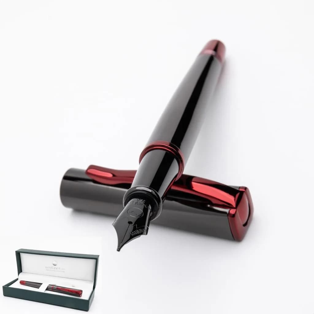 Monteverde Impressa Fountain Pen Gun Metal with Red Trim - Fine Point - JoWo German Nib (5.5 inches) - main product image
