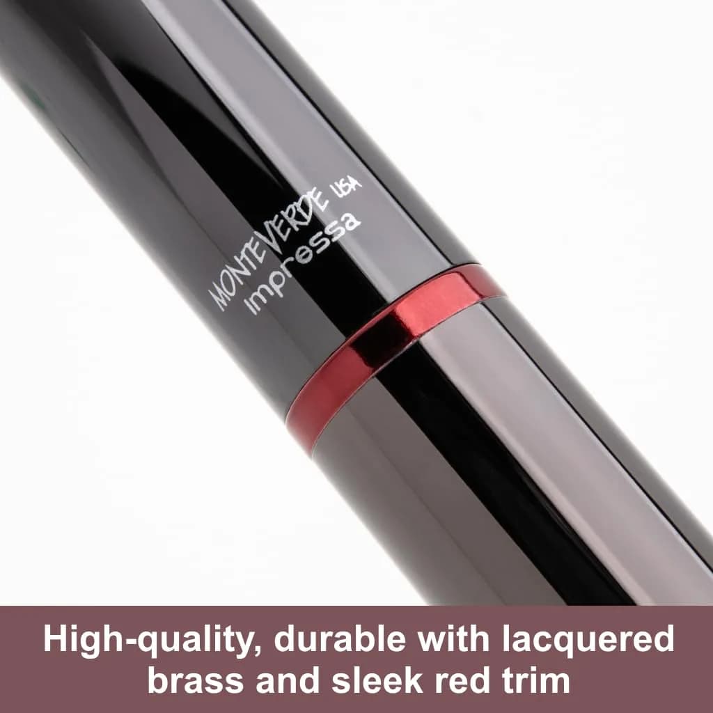Monteverde Impressa Fountain Pen Gun Metal with Red Trim - Fine Point - JoWo German Nib (5.5 inches) - view 2